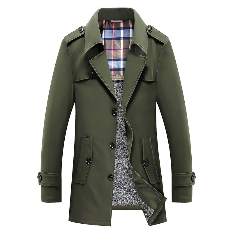 Herenwintertrenchcoat met ruitvoering en warme voering