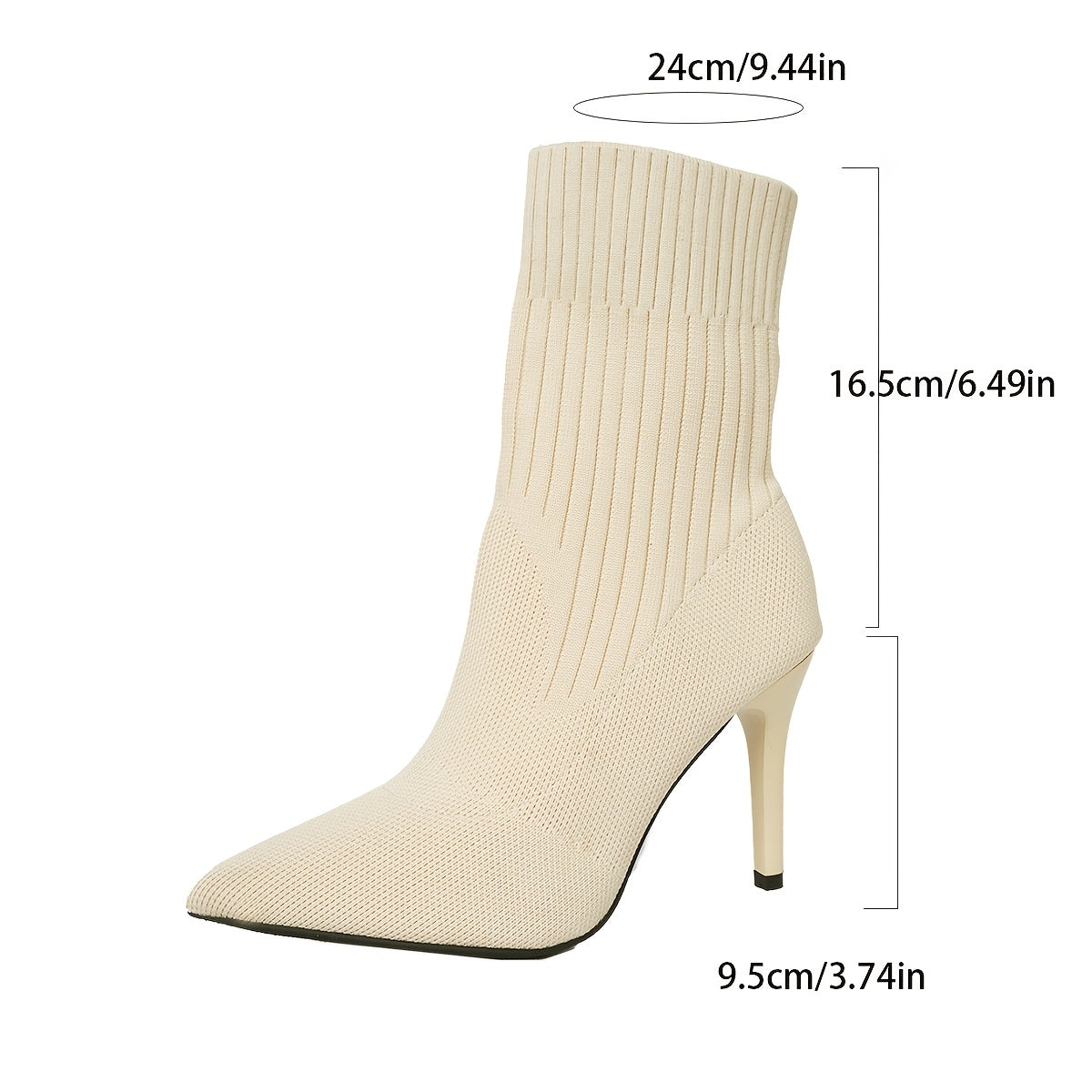 Damen Strick Stiefel Braun Stiletto Absatz Spitz Zeh