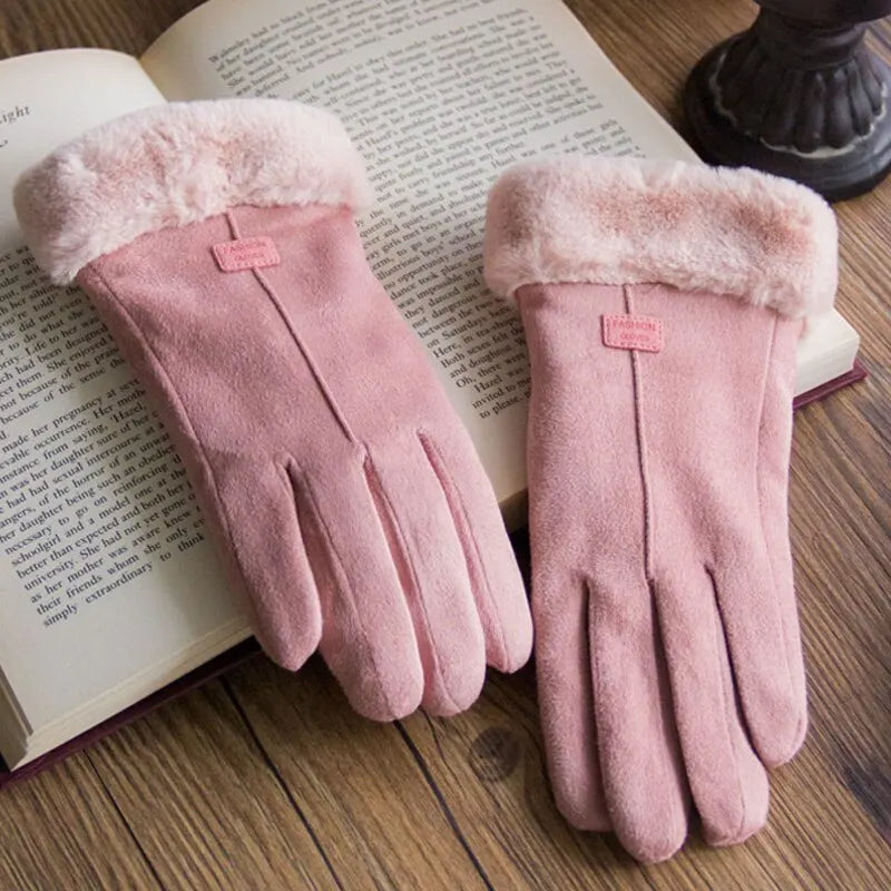 Warme dameswinterhandschoenen met pluche voering en manchetten