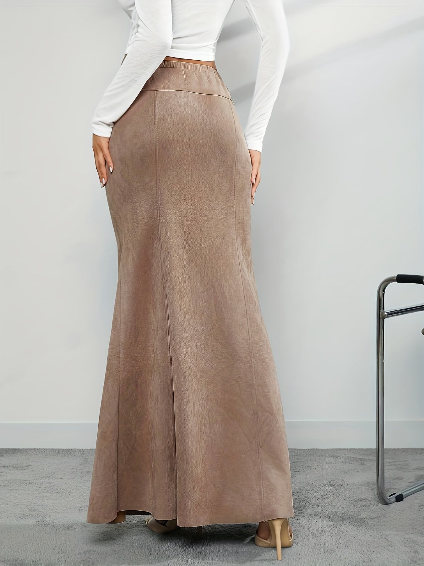 Damen Maxirock in Meerjungfrauen-Passform mit hoher Taille – Weicher Stoff