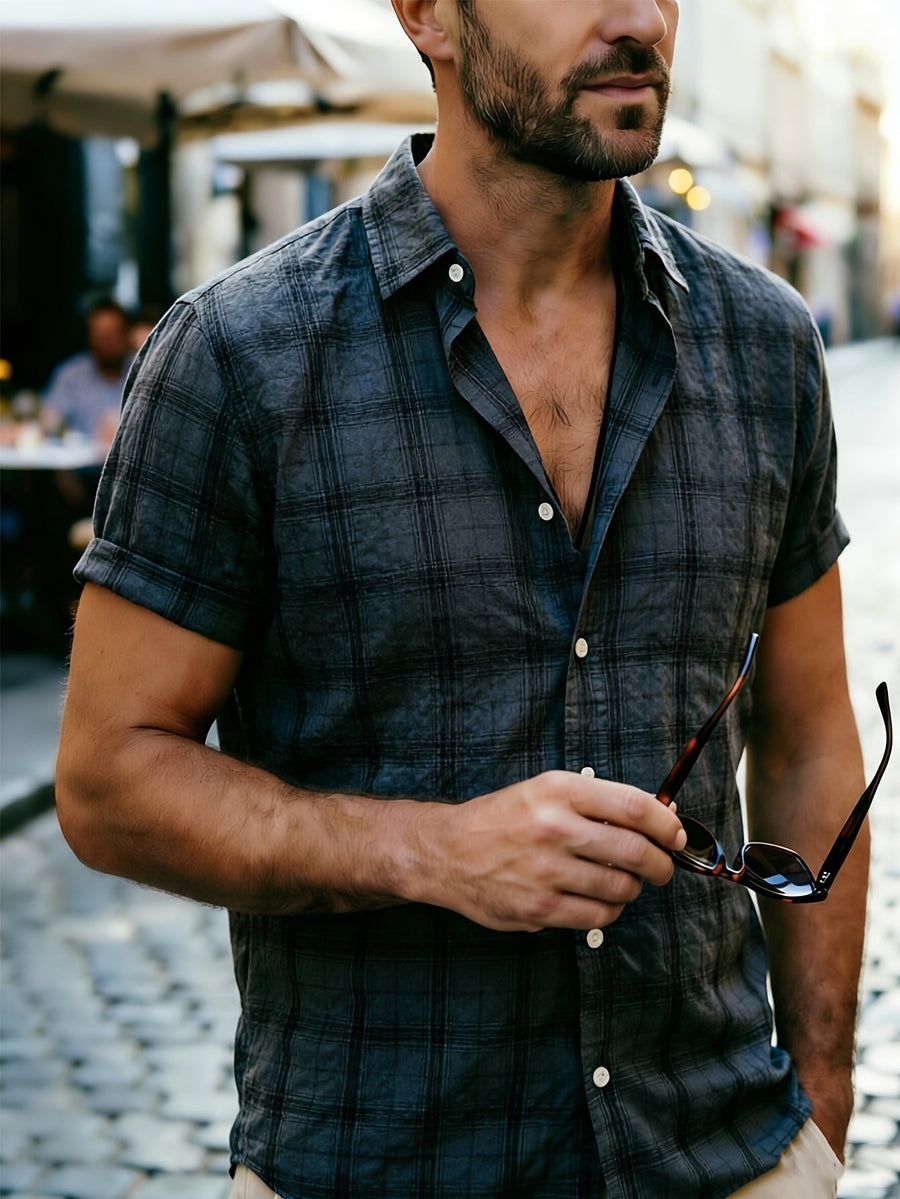 Herren Kurzarm Freizeithemd im Karo-Look – Lässiger Sommerstil für Alltag und Urlaub