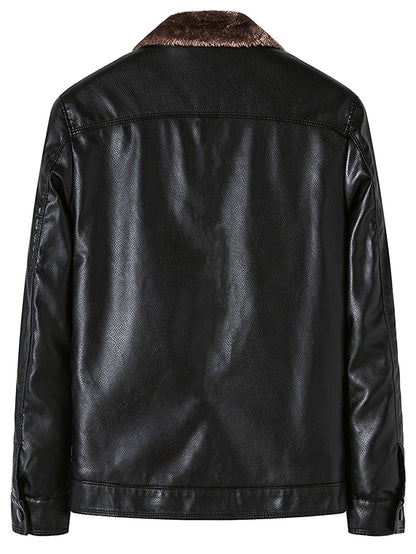 Herren Winterjacke Schwarz mit Kragen und weichem Innenfutter