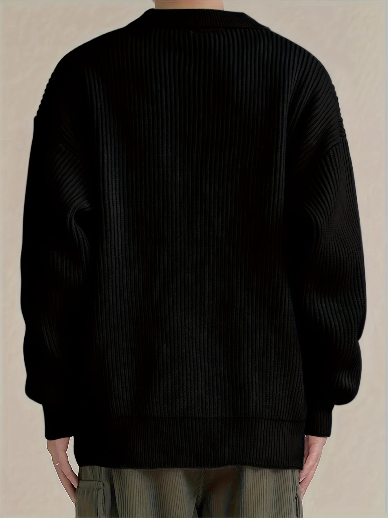 Gerippte Strickjacke mit Reverskragen und Knöpfen für Herren