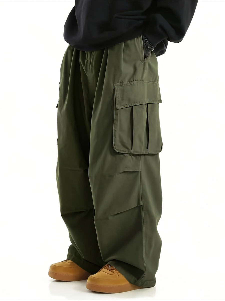 Herren Baggy Cargo Hosen Streetwear mit weitem Bein und großen Taschen