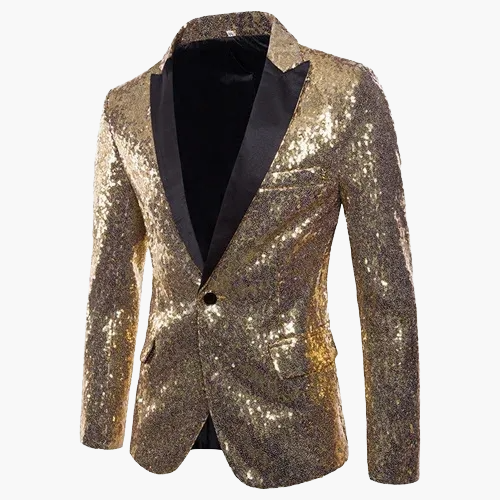Herren Luxus Pailletten Sakko – Eleganter Party- und Bühnenblazer im modernen Design