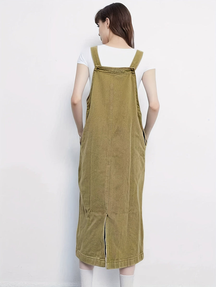Damen Lässiges Jeans Latzkleid Midi – Stilvolles Pinafore-Kleid für Alltag und Freizeit