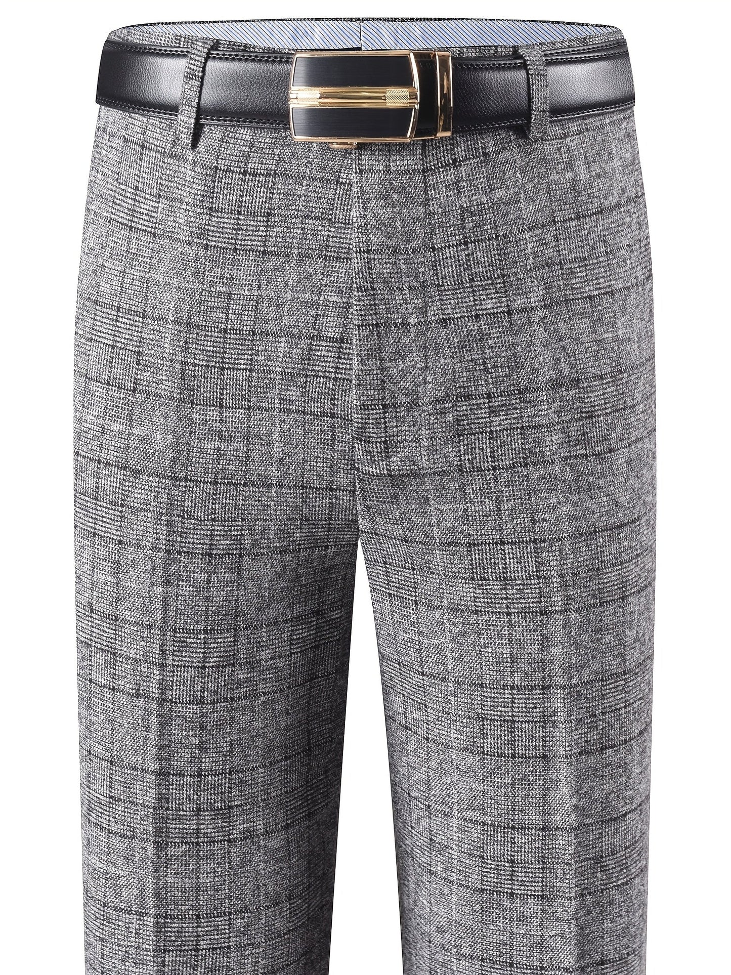Herren Hose Kariert Gerades Bein Klassischer Schnitt Elegante Freizeithose