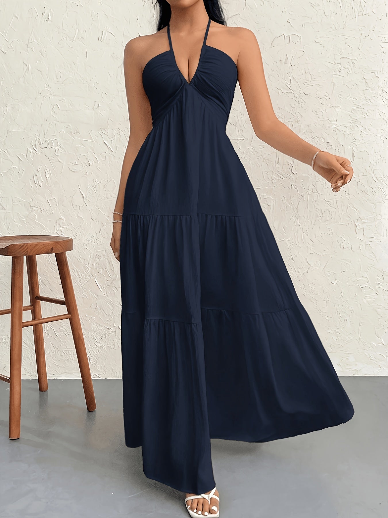 Damen Maxikleid Elegant mit Neckholder und A-Linien-Schnitt – Stilvolles Sommerkleid für besondere Anlässe