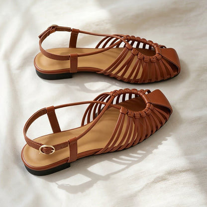 Damen Cage Sandalen mit eckiger Spitze und verstellbarem Riemen – Elegante Sommerschuhe für Alltag und Freizeit