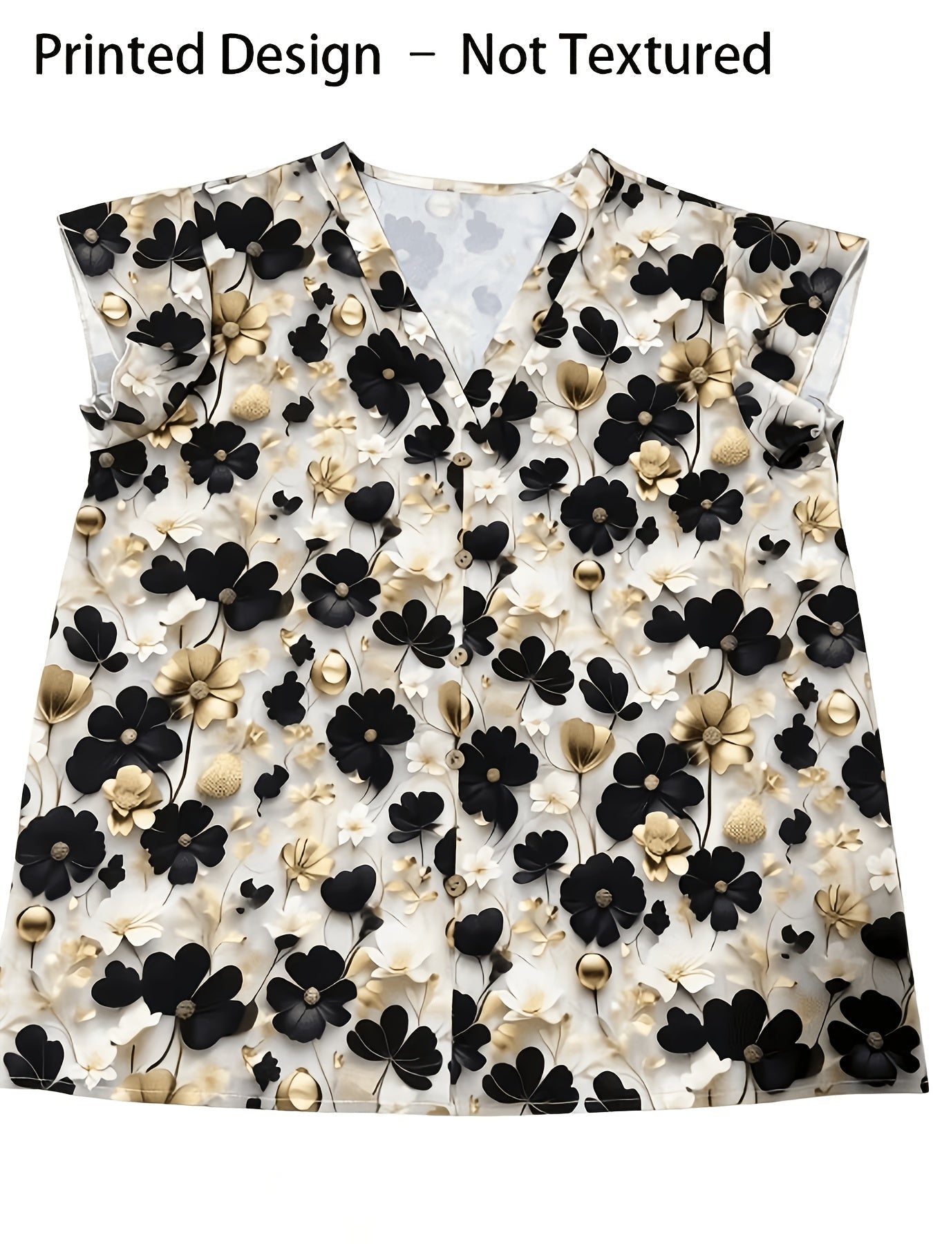 Damen-Bluse mit Blumenmuster und V-Ausschnitt – Eleganter Freizeit- und Alltagsstil