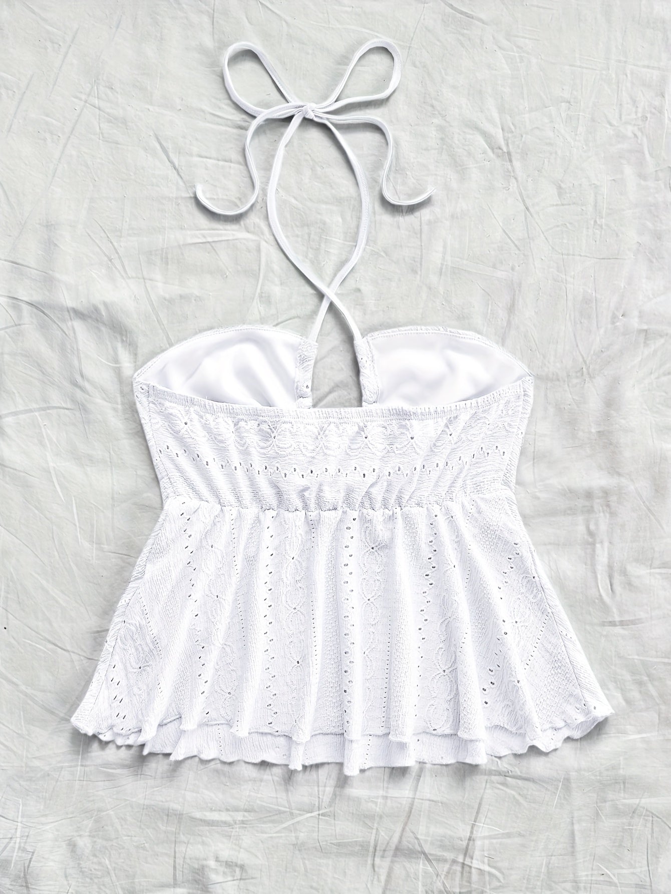 Damen Halter Babydoll Top mit Stickerei – Romantischer Vintage-Look für Freizeit & Urlaub