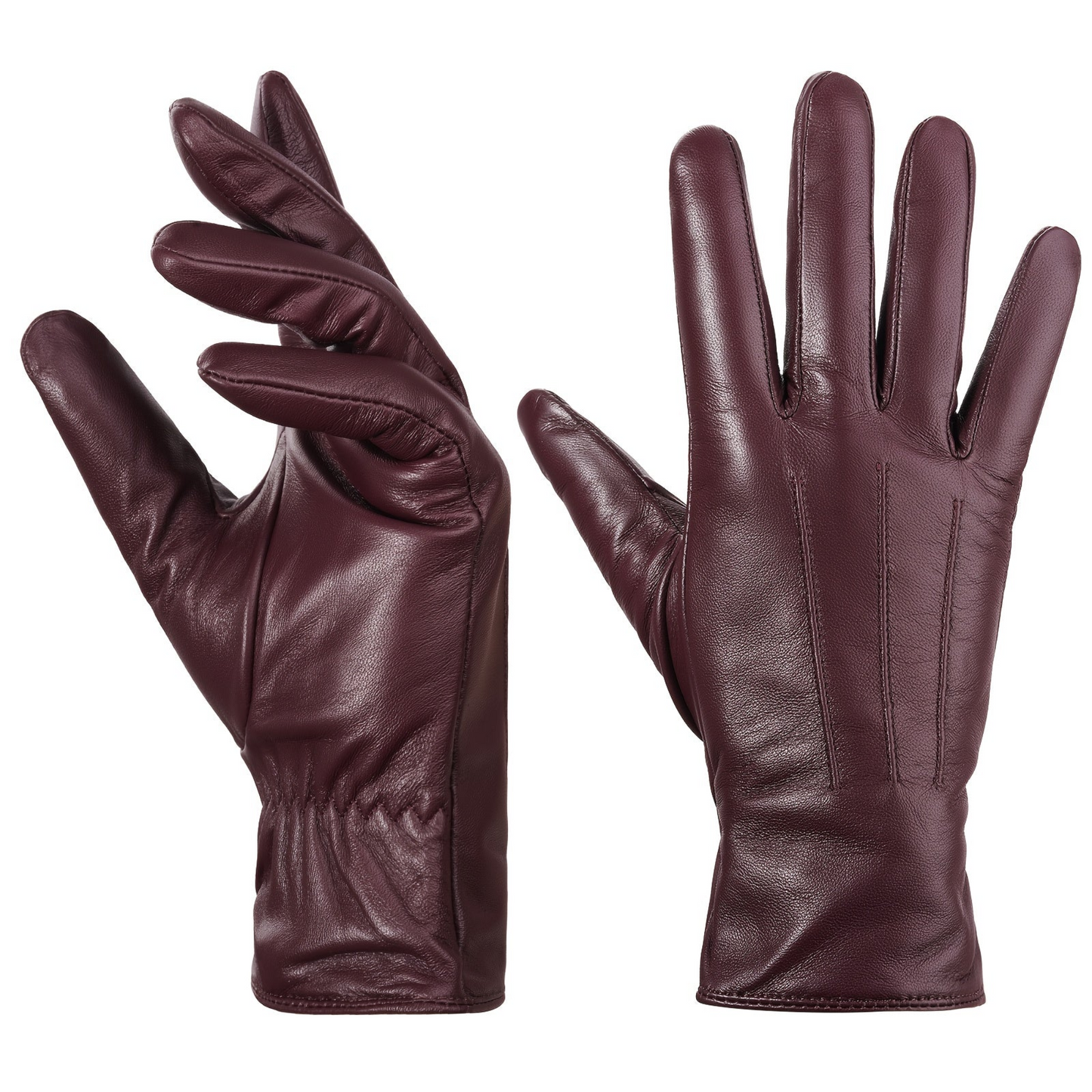 Damen Handschuhe glattes Material Burgunderrot Gr. S