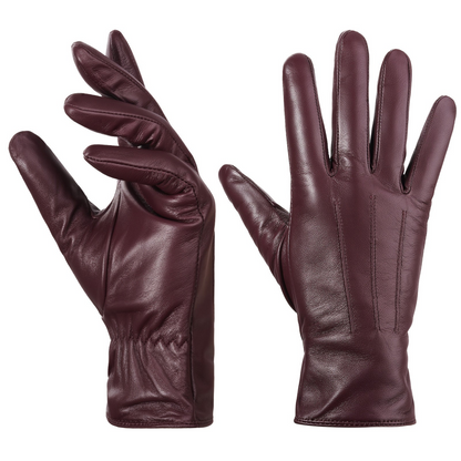 Damen Handschuhe glattes Material Burgunderrot Gr. S