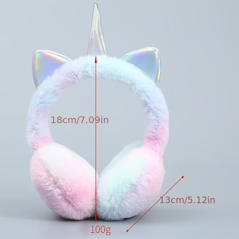Unicorn Ohrenschützer für Kinder, Plüsch, mehrfarbig, mit Horn & Ohren