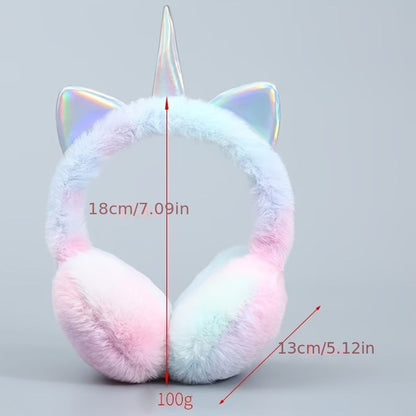 Unicorn Ohrenschützer für Kinder, Plüsch, mehrfarbig, mit Horn & Ohren