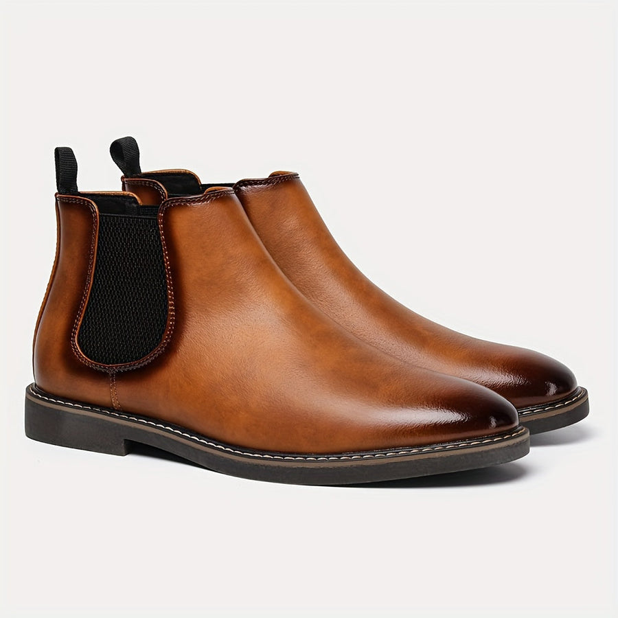 Herren Chelsea Boots Stiefeletten mit elastischem Einsatz und Zuglasche