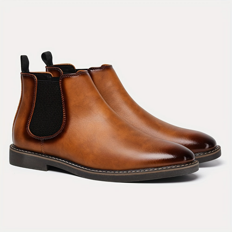 Herren Chelsea Boots Stiefeletten mit elastischem Einsatz und Zuglasche