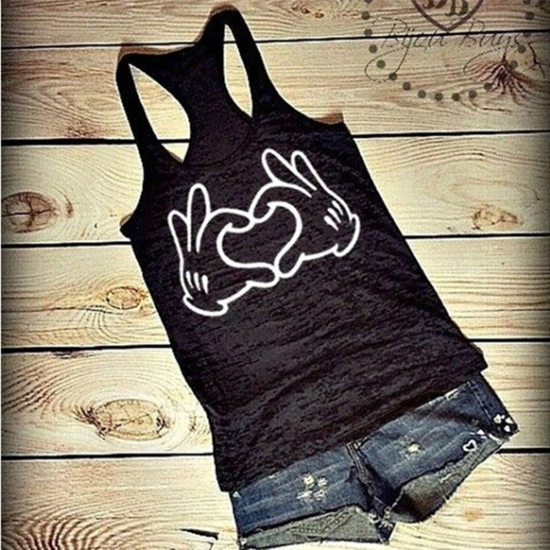 Lisa – Ärmelloses Damen-Shirt mit Herz-Print
