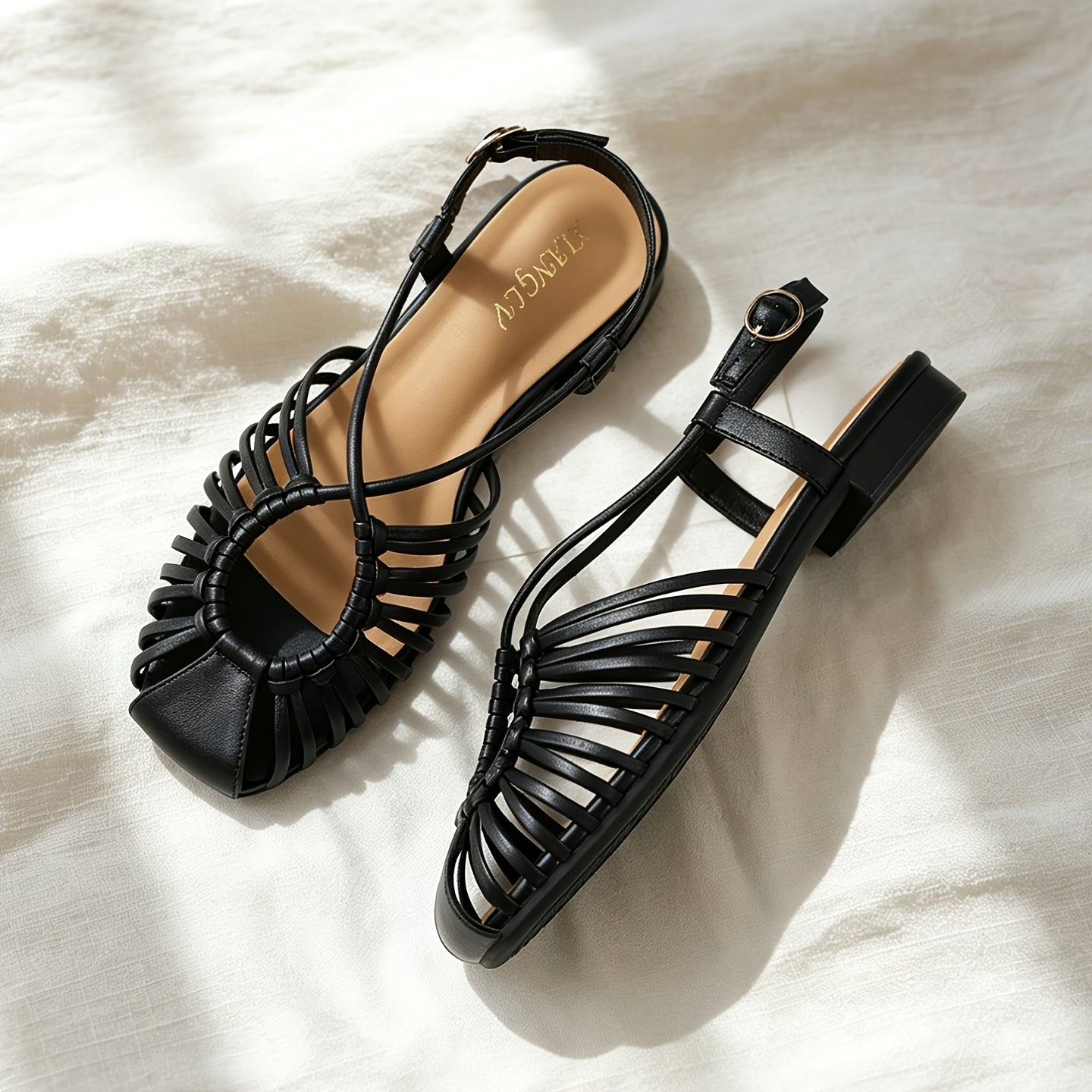 Damen Cage Sandalen mit eckiger Spitze und verstellbarem Riemen – Elegante Sommerschuhe für Alltag und Freizeit