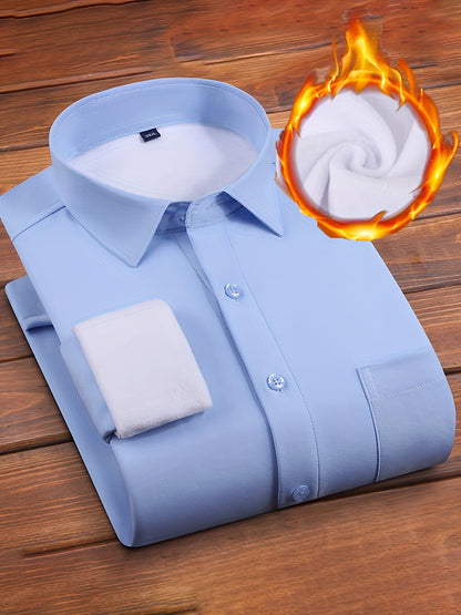 Herren Hemd langärmlig warm gefüttert Winterhemd Freizeithemd mit Brusttasche