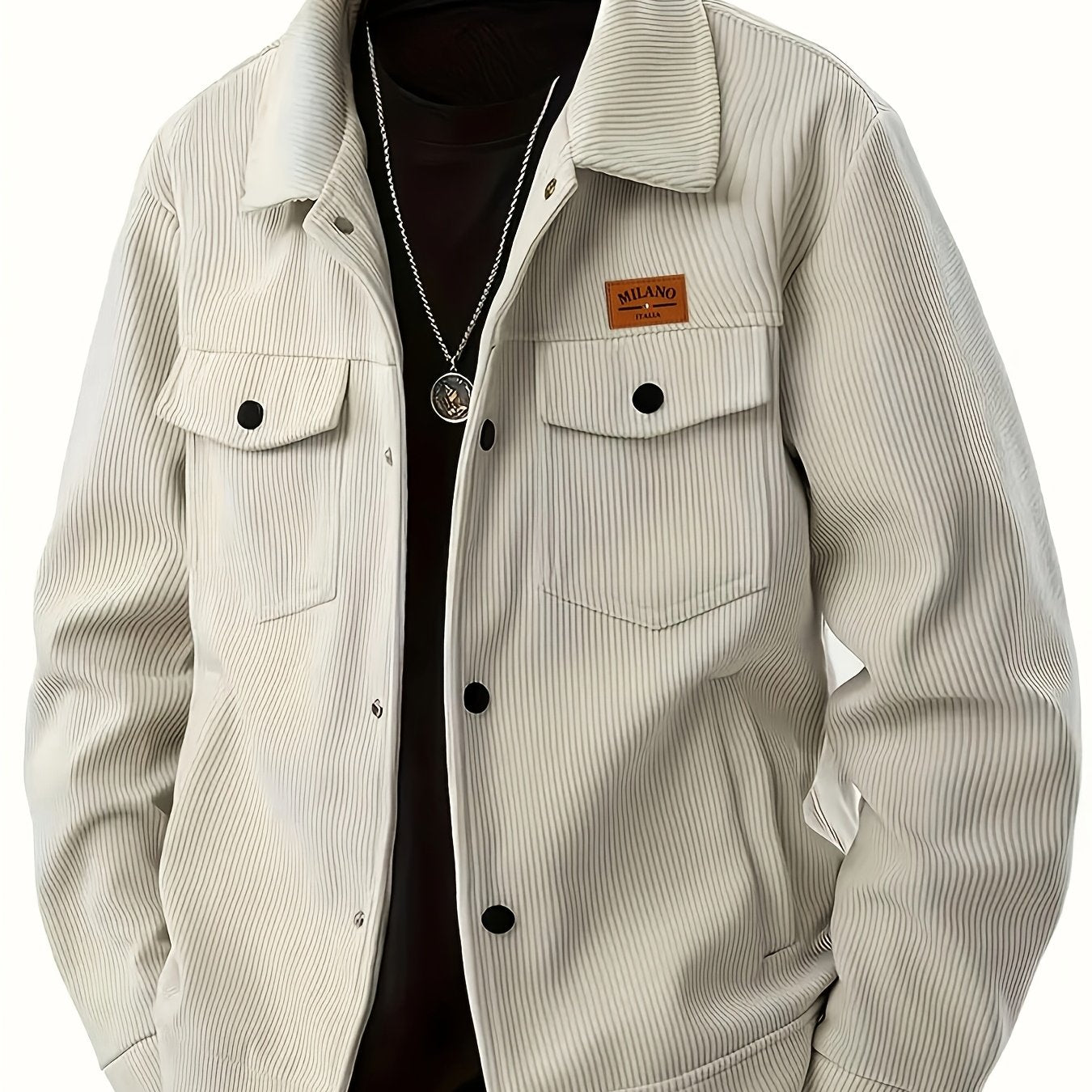 Herren Cordhemd Jacke Freizeit Übergangsjacke mit Knopfleiste & Brusttaschen