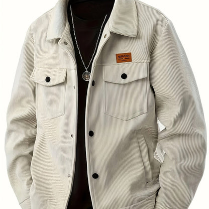 Herren Cordhemd Jacke Freizeit Übergangsjacke mit Knopfleiste & Brusttaschen