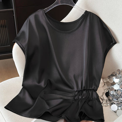 Damen Bluse mit Raffdetails und lockerem Schnitt – Eleganter Alltags- und Büro-Stil