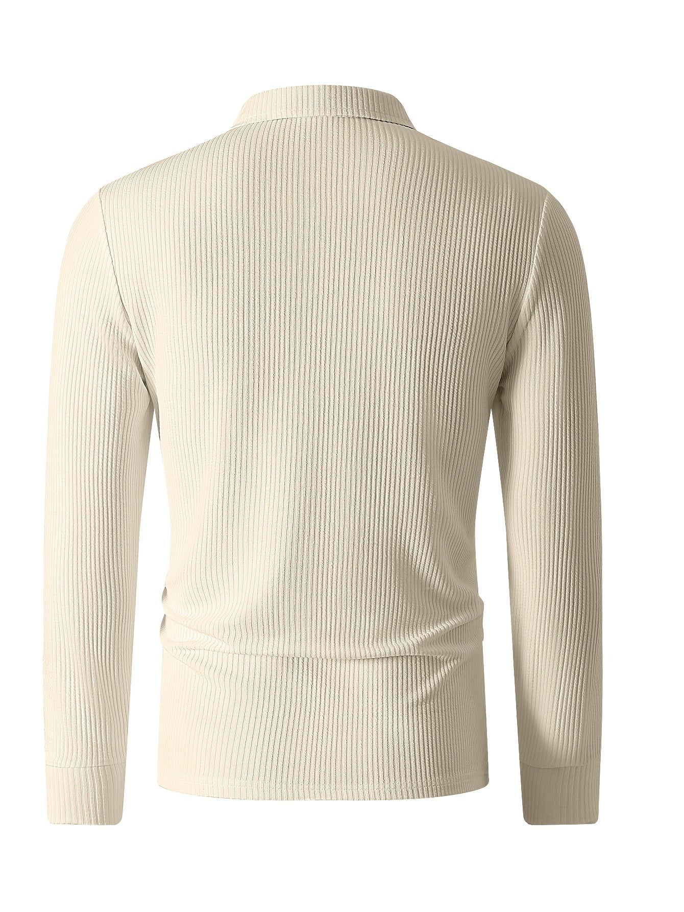 Herren Rippstrick Polo-Pullover mit Reißverschluss, Langarm