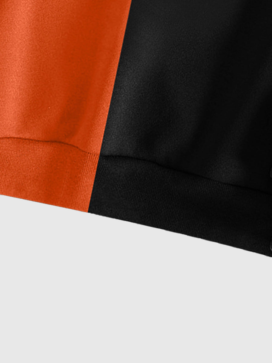 Unisex Kapuzenjacke mit Reißverschluss, Zweifarbig und Grafikmuster, Sportlicher Hoodie