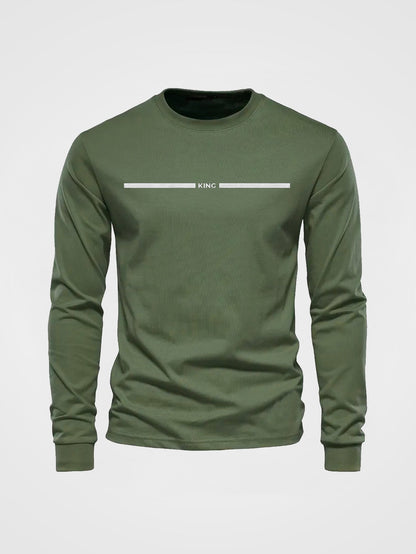 Herren Langarmshirt mit Rundhalsausschnitt und KING-Druck, lässig