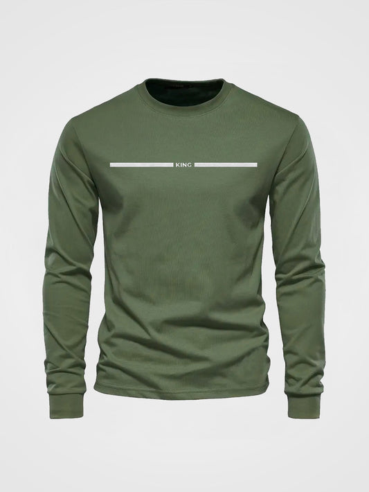 Herren Langarmshirt mit Rundhalsausschnitt und KING-Druck, lässig