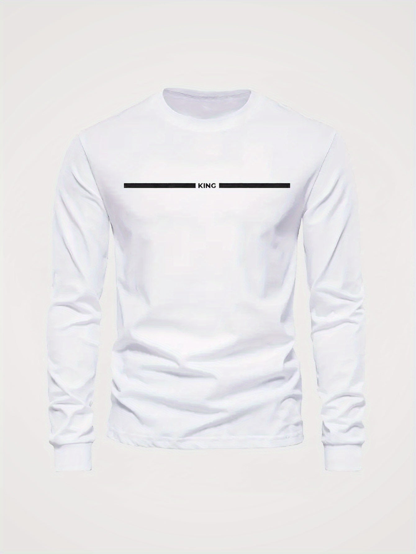 Herren Langarmshirt mit Rundhalsausschnitt und KING-Druck, lässig