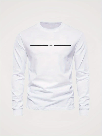 Herren Langarmshirt mit Rundhalsausschnitt und KING-Druck, lässig