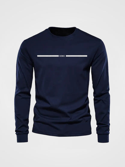 Herren Langarmshirt mit Rundhalsausschnitt und KING-Druck, lässig
