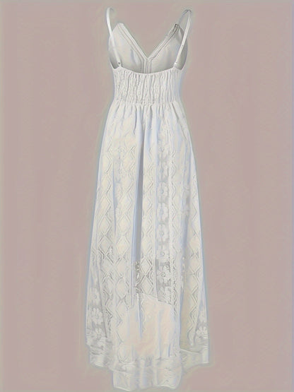 Damen Boho Maxikleid mit Spitze und V-Ausschnitt – Elegantes Sommerkleid für Feste und Strand