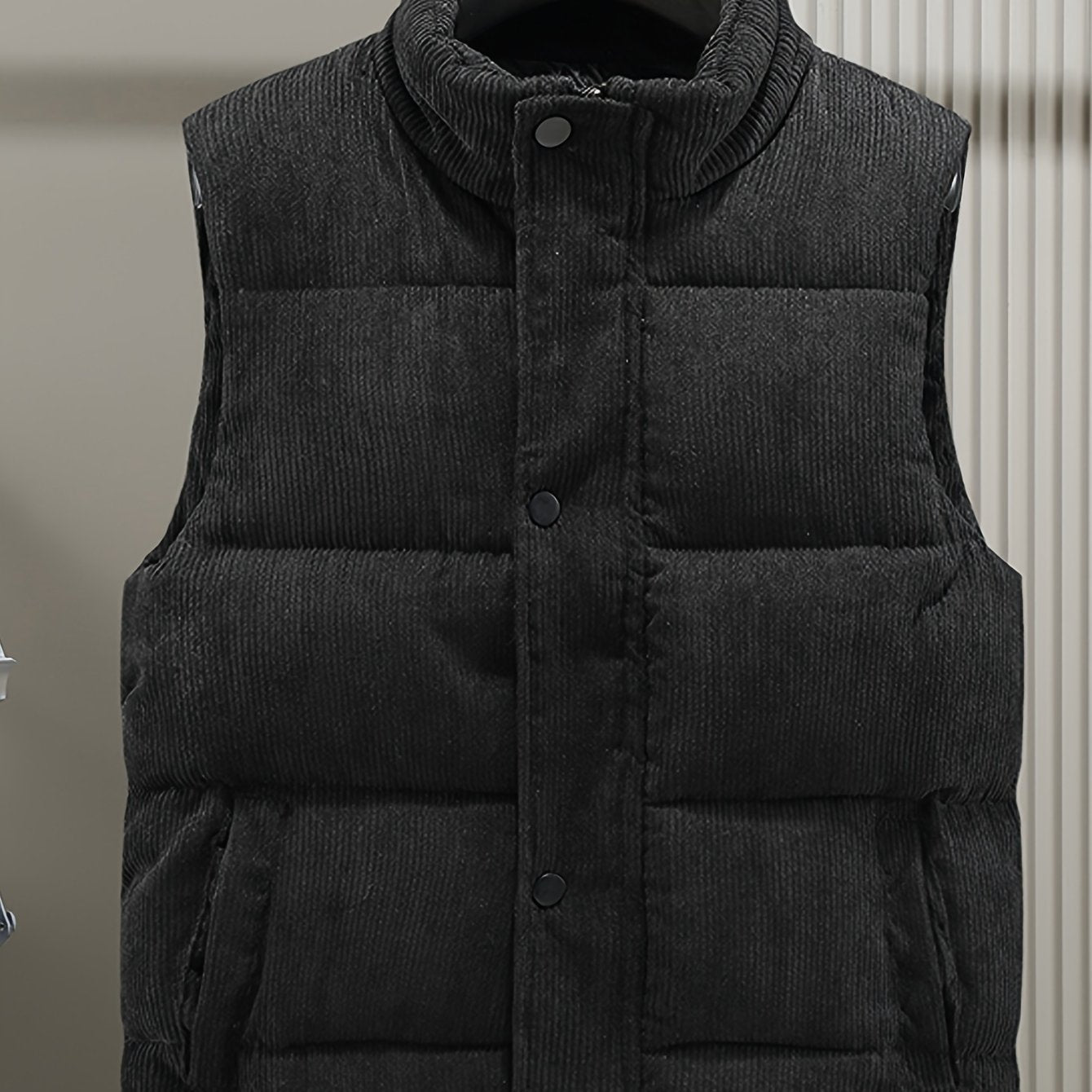 Steppweste Cord Herren Damen Unisex, Kragen, Knopfleiste, Seitentaschen