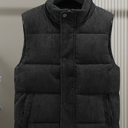 Steppweste Cord Herren Damen Unisex, Kragen, Knopfleiste, Seitentaschen