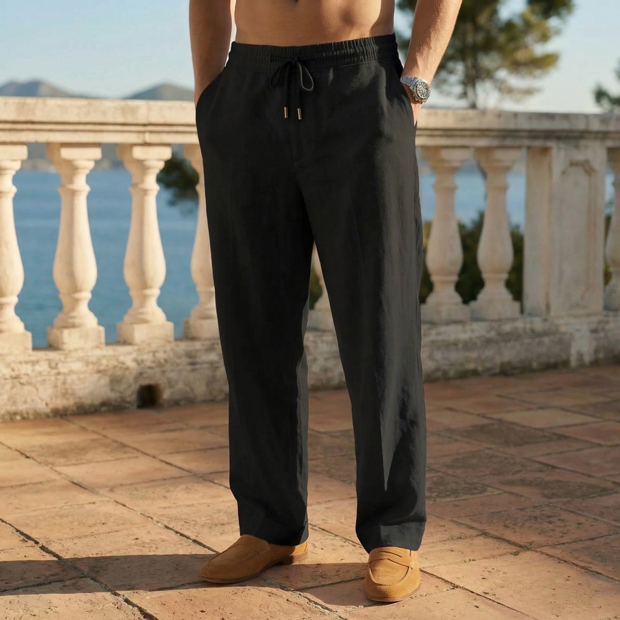 Herren Freizeithose aus leichtem Stoff mit Kordelzug, lockerer Schnitt, verschiedene Farben