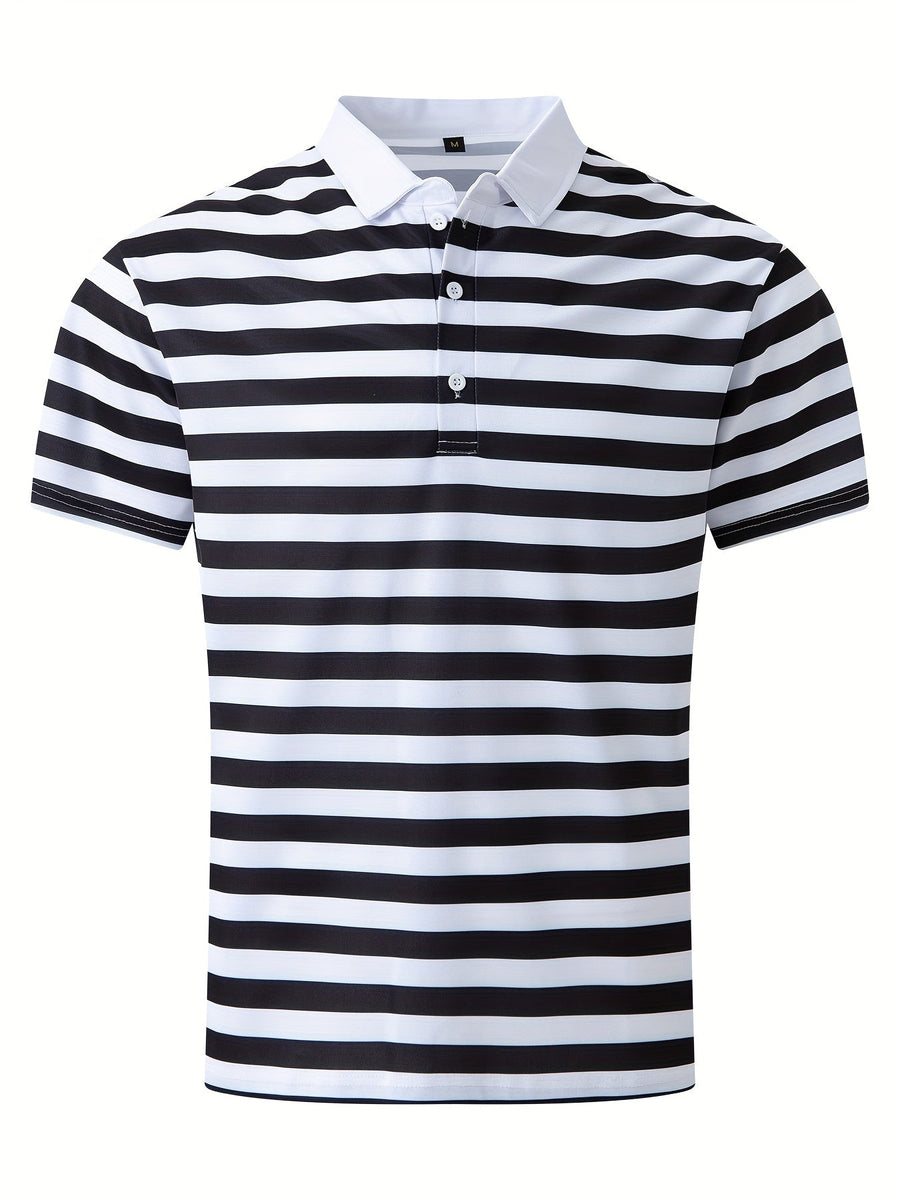 Herren Poloshirt im maritimen Streifen-Look – Perfekt für Freizeit & Segelausflüge