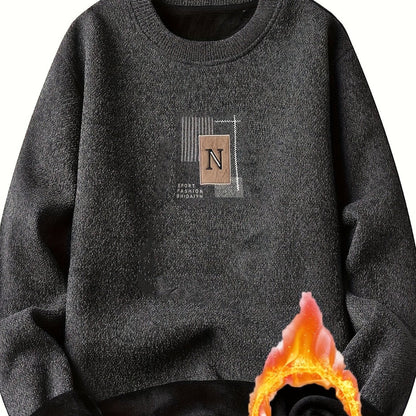 Unisex Langarm Sweatshirt Pullover mit Rundhalsausschnitt und Innenfutter