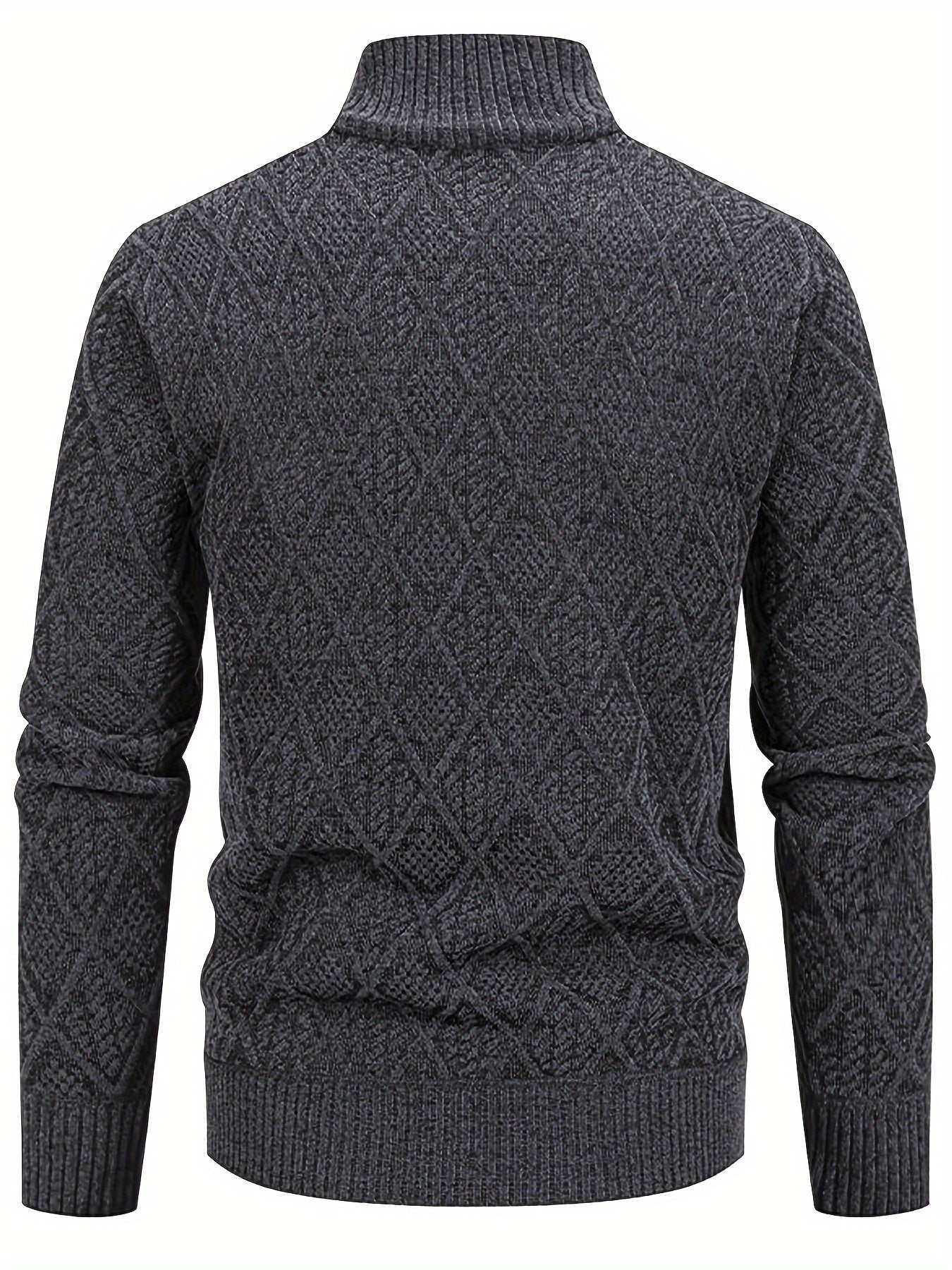 Herren Strickjacke mit Stehkragen, Reißverschluss und Rautenmuster