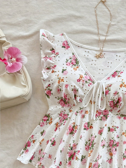 Damen Bluse mit Blumenmuster und Volantärmeln – Romantische Peplum Bluse für Alltag und Freizeit