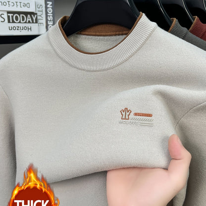 Herren Rundhals-Pullover in verschiedenen Farben, weiches Material, mit Rippbündchen und Logoplatte