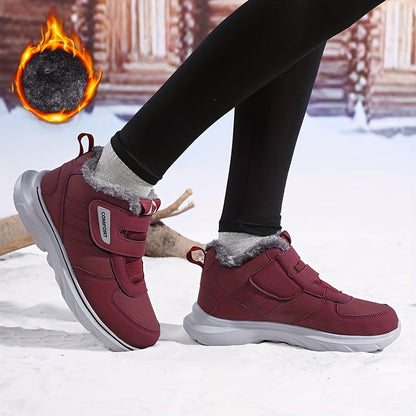 Winterstiefel mit Futter, Klettverschluss, rutschfester Sohle, warm gefütterte Winterschuhe