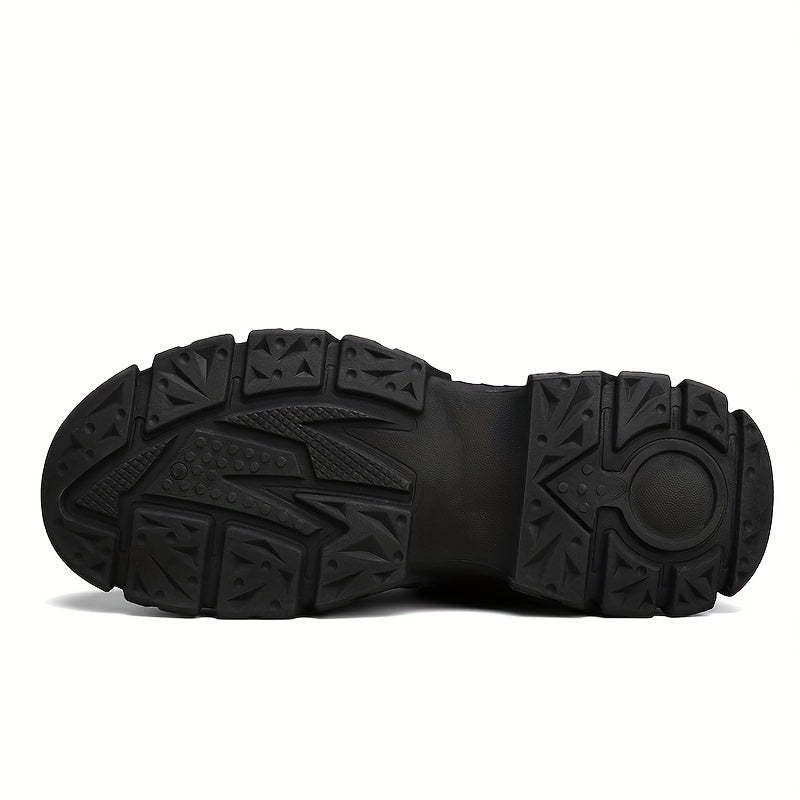 Unisex High-Top Sneaker-Stiefel mit Schnürung, kräftige Sohle, Schwarz/Grau