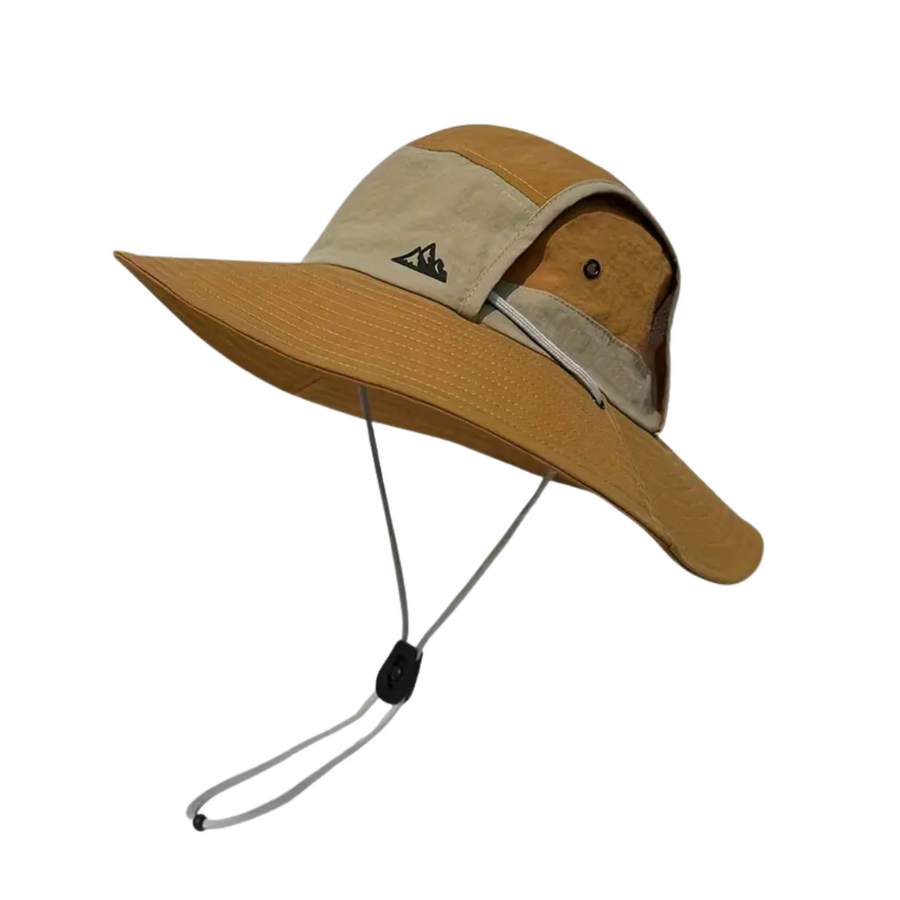 Unisex Outdoor Anglerhut mit breiter Krempe und Kordelzug in zweifarbigem Design