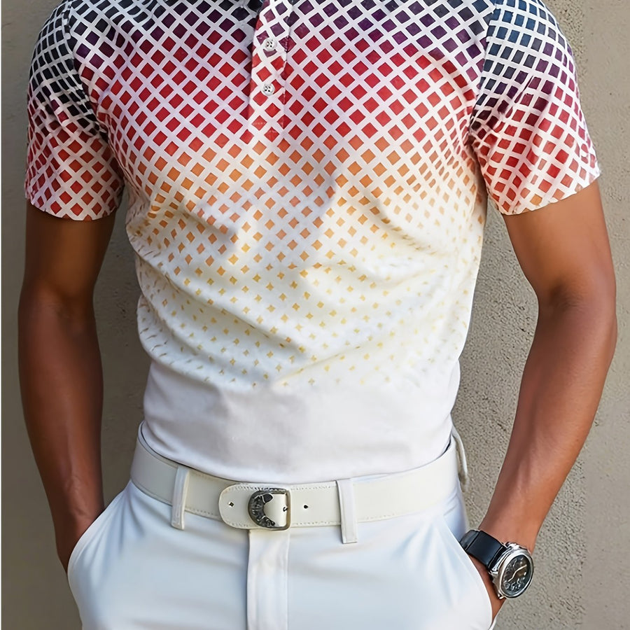 Herren Polohemd mit modernem Gittermuster – Stilvolles Freizeitshirt für Alltag und Sport