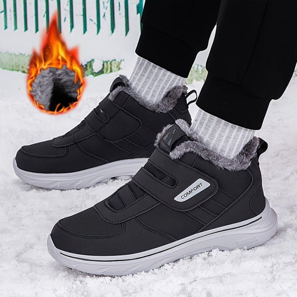 Winterstiefel mit Futter, Klettverschluss, rutschfester Sohle, warm gefütterte Winterschuhe