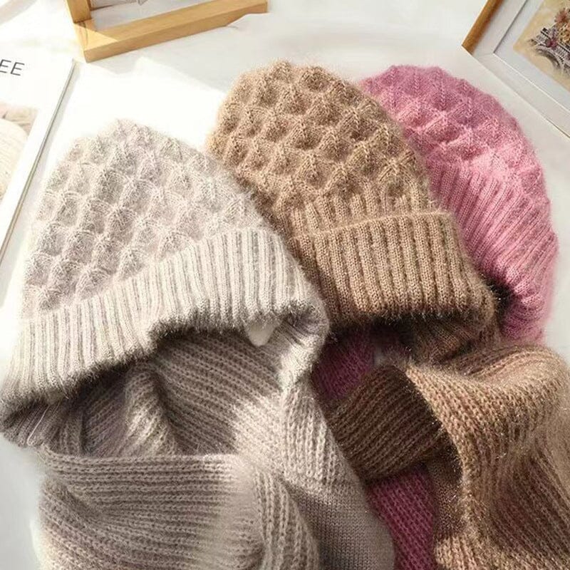 Winter Beanie Mütze & Schal Set Strickware Damen