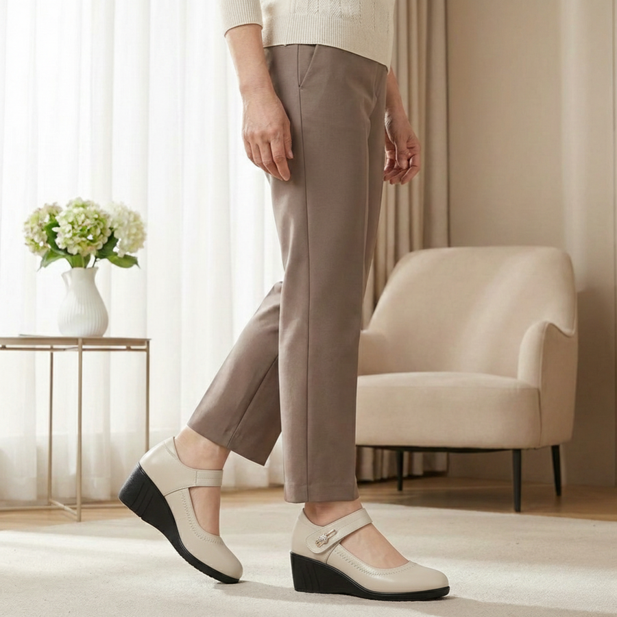 Damen Keilabsatz Schuhe mit Riemen und Schnalle